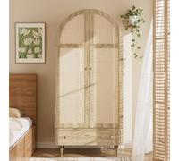 A ALFRESCOOL Armadio con ante in tessuto e cassetto, grande spazio per camera da letto, ospiti o spogliatoio, 79 × 50 × 175 cm (rovere)