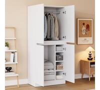 A ALFRESCOOL Armadio per camera da letto, Wardrobe Closet, armadio, piccolo armadio multiuso, design a doppia porta con piccolo vano portaoggetti, 70 × 40 × 170 cm (bianco)