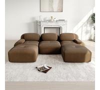 A ALFRESCOOL Boneless Couch, divano componibile a forma di U, divano modulare a 3 posti in velluto a coste, con 2 ottomane, senza montaggio e base antiscivolo, liberamente combinabile, 298×178×75cm