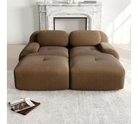 A ALFRESCOOL Boneless Couch, divano modulare a 2 posti in tessuto a coste, divano ad angolo con 2 pouf, divano compresso, senza montaggio e base antiscivolo, liberamente combinabile, 208 × 178 × 75 cm