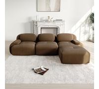 A ALFRESCOOL Boneless Couch, divano modulare a 3 posti in tessuto a coste, divano ad angolo con 1 ottomana, divano compresso, senza montaggio e base antiscivolo, liberamente combinabile, 298 × 178 ×