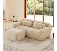 A ALFRESCOOL Boneless Divano L con funzione di sonno, divano modulare in peluche, divano ad angolo con 1 pouf, senza montaggio e fondo antiscivolo, liberamente combinabile, 204 × 179 × 73 cm (kaki