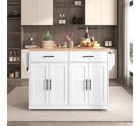A ALFRESCOOL Carrello da portata con piano pieghevole, 120 x 46 x 91 cm, con ruote e gambe in legno intercambiabili, ideale per cucina e sala da pranzo (bianco)