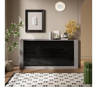 A ALFRESCOOL Credenza lucida, colore abbinato, design senza manico, con cerniere ammortizzanti e ripiani regolabili (nero+grigio)