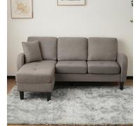 A ALFRESCOOL Divano angolare a forma di L con chaise longue - Divano a 3 posti, 166 x 118 x 77 cm, tessuto in lino di cotone traspirante, design modulare, ideale per soggiorno, appartamenti e uffici