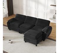 A ALFRESCOOL Divano angolare con funzione sleep - Grande divano 3 posti per soggiorno, divano a forma di L, divano letto modulare con soggiorno ottomano rimovibile, divano letto moderno, 258 x 86 cm