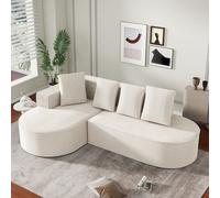 A ALFRESCOOL Divano combinato modulare (L), moderno divano combinato cloud (sedili bassi), divano letto modulare, divano a compressione in spugna (senza montaggio), 265 x 67 cm, beige