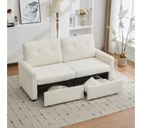 A ALFRESCOOL Divano da soggiorno a 2 posti, con cassetti, funzione di archiviazione, struttura a maglia, adatto per soggiorno e camera da letto, 184 x 83 x 92 cm (avorio)