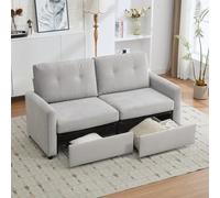 A ALFRESCOOL Divano da soggiorno a 2 posti, con cassetti, struttura a maglia, adatto per soggiorno e camera da letto, 184 x 83 x 92 cm (grigio chiaro)