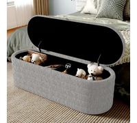 A ALFRESCOOL Divano letto e poggiapiedi con vano portaoggetti 120 x 40 cm, poggiapiedi imbottiti con vano portaoggetti, pouf divano in pile Teddy, grigio