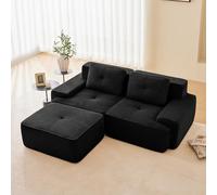 A ALFRESCOOL Divano modulare a 2 posti con 1 ottomano, moderno divano Boneless con seduta profonda, comodo corduroy cloud, sicurezza antiscivolo e braccioli larghi per piccolo soggiorno e appartamento