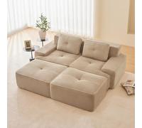 A ALFRESCOOL Divano modulare a 2 posti con 2 ottomano, moderno divano Boneless con seduta profonda, comodo corduroy cloud, sicurezza antiscivolo e braccioli larghi per piccolo soggiorno e appartamento