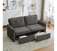 A ALFRESCOOL Divano per soggiorno a 2 posti, con cassetti, struttura a maglia, adatto per soggiorno e camera da letto, 184 x 83 x 92 cm (grigio scuro)
