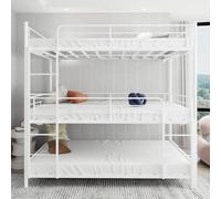 A ALFRESCOOL Letto a tre letti 92 x 192 cm x3, letto a castello, letto pesante, tripla e tripla, ringhiera integrata su scala continua, camera da letto/dormitorio, non necessita di piume (bianco)