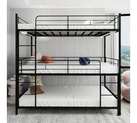 A ALFRESCOOL Letto a tre piazze 92 x 192 cm x3, letto a castello, letto pesante, triplo telaio (nero)