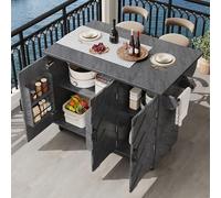 A ALFRESCOOL Mobile isola da cucina, carrello da cucina, tavolo da pranzo allungabile, armadietto da cucina con ruote, porta asciugamani e ripiano per porta, ripiani regolabili, 3 cassetti, 118 x 75 x