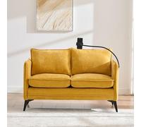 A ALFRESCOOL Moderno divano doppio, piccolo divano in tessuto, poltrona con tasca laterale + supporto per cellulare regolabile, adatto per soggiorno/camera da letto/balcone (giallo)