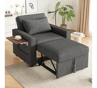A ALFRESCOOL Poltrona con funzione sleep, divano letto, sedia 3 in 1, poltrona trasformabile, letto regolabile per piccoli spazi, appartamenti, soggiorno, uffici, tessuto a corda, grigio