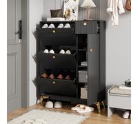 A ALFRESCOOL Scarpiera con 3 lembi, 1 cassetto e 1 anta, scarpiera stretta, scarpiera corridoio autoportante, dimensioni: altezza 121 cm, larghezza 90 cm, profondità 25 cm, scarpiera per ingresso e