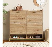 A ALFRESCOOL Scarpiera moderna effetto legno - Scarpiera a 4 ante - Scarpiera salvaspazio per ingresso, corridoio o corridoio, robusta ed elegante