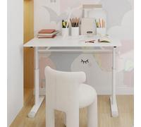 A ALFRESCOOL Scrivania regolabile in altezza, scrivania per computer, tavolino da toeletta, per bambini e adulti, design compatto, per soggiorno, studio, ufficio, 100 x 60 x 90 cm (bianco)