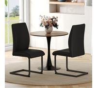 A ALFRESCOOL Set di 2 sedie basculanti, in poliuretano, per sala da pranzo, moderne, con schienale, design ergonomico, sedia imbottita, sedie da pranzo, sedia da visitatore (nero)