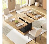 A ALFRESCOOL Tavolo da pranzo telescopico da cucina pieghevole per 4-6 persone, allungabile, salvaspazio, per cucina e soggiorno, tavolo con motivo a quadretti, 110-140 x 80 cm (nero)