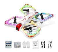 A Alpha Mini Drone con Fotocamera 720P per Bambini, Micro Drone per Principianti, Quadcopter RC con Protezione Eliche, Flip 360°, Luci LED, Drone Giocattolo per Interno ed Esterno