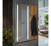 A ARTFORMA Appendiabiti da parete con specchio illuminato a LED (100 x 140 cm) | 3 ganci | Colore e accessori tra cui scegliere | Interruttore | 17 Colore del Prodotto