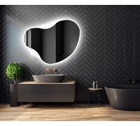 A ARTFORMA decorativi Specchio LED da parete forme particolari 94x74 cm | su Misura | moderno specchi con illuminazione, retroilluminato | NER221