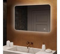 A ARTFORMA - Specchio Bagno con Illuminazione e Riscaldamento - Specchio con Luce - 100x70cm - Arrondi - con Interruttore Touch, Dimmerabile 10-100%, Temperatura Colore Regolabile