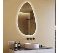A ARTFORMA - Specchio Bagno con Illuminazione e Riscaldamento - Specchio con Luce - 64x104cm - Irregolare - con Interruttore Touch, Dimmerabile 10-100%, Temperatura Colore Regolabile
