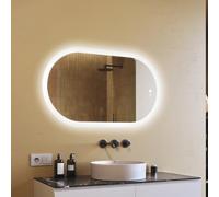 A ARTFORMA - Specchio Bagno con Illuminazione e Riscaldamento - Specchio con Luce LED - 120x70cm - Ovale con Bordo Opaco - Interruttore Touch, Dimmerabile 10-100%, Temperatura del Colore Regolabile