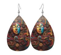 A Artistic Wonder Print - Orecchini da donna in pelle con pendente a goccia, perfetti per feste e accessori per costumi, taglia unica, in pelle, senza pietre preziose