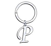 A B C D E F G H I J K L M N O P Q R S T U V W X Y Z Portachiavi in argento con lettera dell'alfabeto, da donna e da uomo (P)