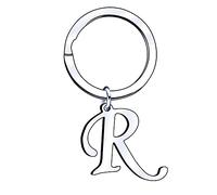 A B C D E F G H I J K L M N O P Q R S T U V W X Y Z Portachiavi in argento con lettera dell'alfabeto, da donna e da uomo (R)