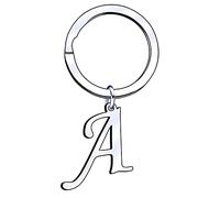 A B C D E F G H I J K L M N O P Q R S T U V W X Y Z Portachiavi in argento con lettera dell'alfabeto, da donna e da uomo (A)