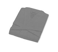 A & B TRADERS Accappatoio a nido d'ape leggero kimono accappatoio morbido cotone egiziano uomo donna, Grigio, L