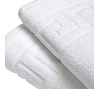 A & B TRADERS Tappetini da bagno in cotone egiziano, motivo classico greco, 750 g/m², spugna morbida al tatto (bianco, 2)