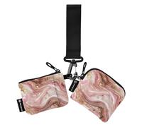 A Background Of Swirling Rose and Gold Marble Patterns Women's Change Wallet Card Cases Minimalista Change Purse Wallet con tasca con cerniera per le donne 2 confezioni, Uno sfondo di vorticosi