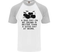 A Bad Day On My Batteria Batterista Drumming DA UOMO S/S Baseball T-Shirt