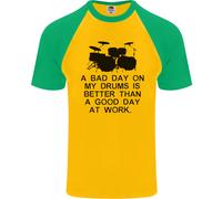 A Bad Day On My Batteria Batterista Drumming DA UOMO S/S Baseball T-Shirt