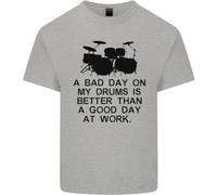 A Bad Day On My Drums Drummer Drumming Uomo Cotton T-Shirt Tee Top