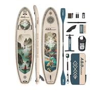 A&BBOARD 335cm x 88cm Stand Up Paddle Boards gonfiabile con accessori SUP Premium, pompa a doppia azione, zaino, design ampio e stabile, Paddleboard per giovani e adulti di tutti i livelli di abilità