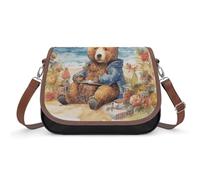 A Bear on The Beach Borsa a tracolla da donna, in pelle, tracolla regolabile, rimovibile, borse a mani libere