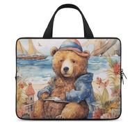 A Bear on The Beach - Custodia per computer portatile, ultrasottile, impermeabile, 13", con cinghia da polso