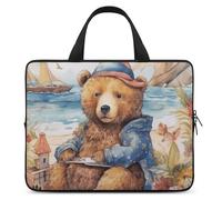 A Bear on The Beach - Custodia per computer portatile, ultrasottile, impermeabile, da 12", con cinghia da polso