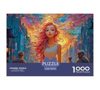 A Beautiful Anime Girl with Red Hair 1000 Pezzi Cartoncino Extra-spesso Bundle Di Puzzle Elegant Woman Impossibilmente Difficile Giocattolo Di Compleanno Puzzle Per Decorazione Domestica 70x50cm/1000p