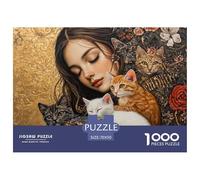 A Beautiful Girl-cats Puzzle in Legno Impermeabile DIY Puzzle Da 1000 Pezzi Regali Per Adulti Divertenti Puzzle Per Adulti Puzzle Per Decorazioni Domestiche