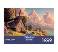 A Beautiful House by The Lake_ 1000 Pezzi Carta Premium Puzzle Cherry Blossom Cloud Manor Stimolante Jigsaw Educativo Regalo Per Adulti 52x38cm/1000pcs